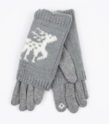 Подростковые трикотажные стрейчевые перчатки с оленями (арт.18-1-33) S серый