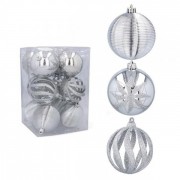 Набор пластиковых серебряных новогодних шаров 12 шт. D-8 см. Flora 43050