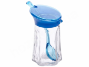 Емкость для сыпучих продуктов с пластиковой крышкой и ложкой MSN-7075-01 180мл Синий