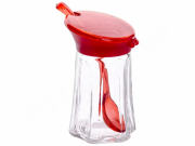 Емкость для сыпучих продуктов с пластиковой крышкой и ложкой MSN-7075-01 180мл Красный