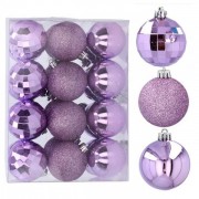 Набор пластиковых фиолетовых новогодних шаров 24 шт. D-5 см. Flora 43001