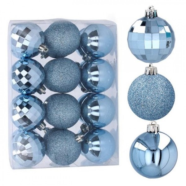 Набір пластикових синіх новорічних кульок 24 шт. D-5 см. Flora 43000