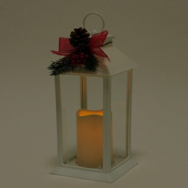 Свічник-ліхтар зі свічкою LED білий Flora 27752