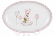 Блюдо керамическое овальное BonaDi Веселый кролик DM144-E, 29см