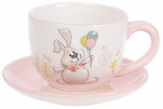 Чашка с блюдцем BonaDi Веселый кролик DM141-E, 240мл.