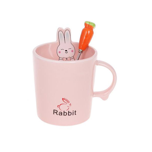 Кружка фарфоровая BonaDi Rabbit розовый 927-222, 380мл