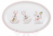 Блюдо овальное керамическое BonaDi Веселый кролик DM143-E, 29см