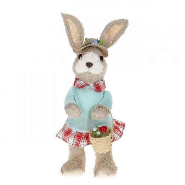Декоративная Пасхальная фигурка Flora Кролик девочка с корзинкой 42022, 38 см.