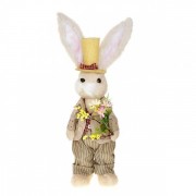 Декоративна Пасхальна фігурка Flora Кролик у капелюсі з квітами 42025, 51 см.