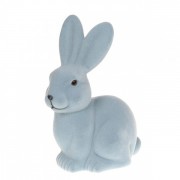 Декоративная фигурка Flora Пасхальный Кролик флок серо-голубой 40326, 23 см.