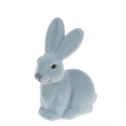 Декоративная фигурка Flora Пасхальный Кролик флок серо-голубой 40335, 15 см.