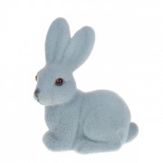 Декоративная фигурка Flora Пасхальный Кролик флок серо-голубой 40338, 10 см.
