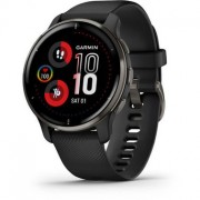 Garmin Venu 2 Plus Slate Stainless Steel Bezel with Black Case and Silicone Band (010-02496-11)