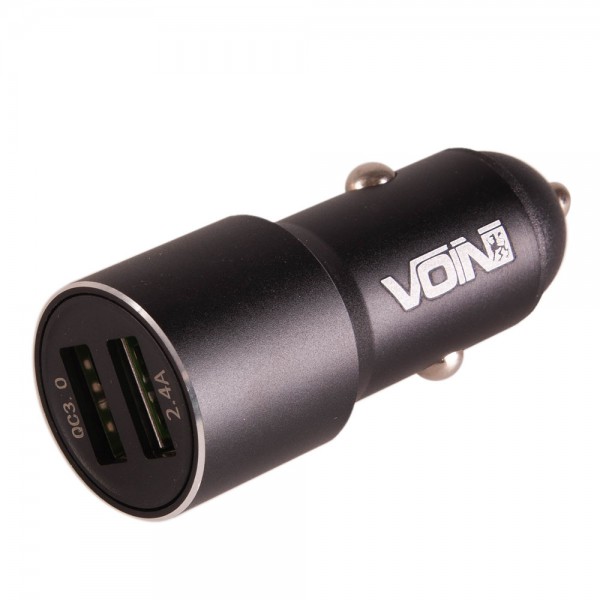 Автомобильное зарядное устройство VOIN C-30207Q, 2USB QC3.0 12/24V Port 1-5V*3A/9V*2A Port 2-5V*2.4A