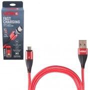 Кабель магнитный VOIN USB - Micro USB 3А, 1m, red  (VC-6101M RD)