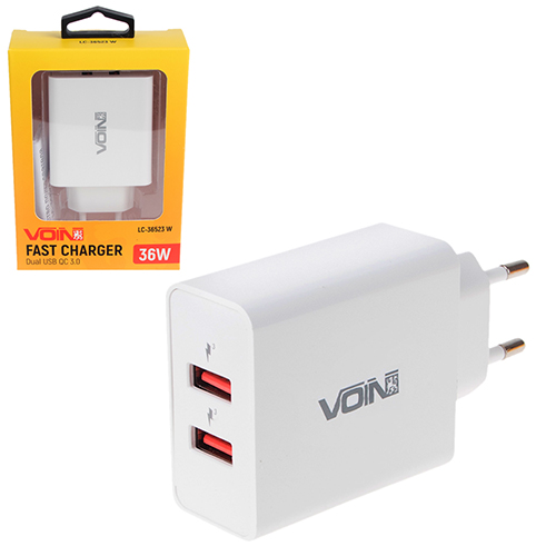 Зарядний пристрій VOIN 36W, 2USB QC3.0 (LC-36523 W)