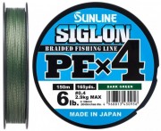 Шнур Sunline Siglon PE х4 150м (зелений) #0.4/0.108mm 6lb/2.9kg