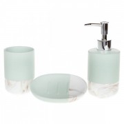 Набор Flora керамический для ванной комнаты 3 предмета мятный+белый мрамор 32495