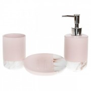 Набір керамічний Flora для ванної кімнати 3 предмети рожевий+білий мармур 32496
