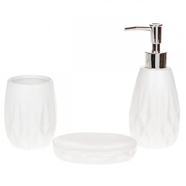 Набір керамічний Flora для ванної кімнати 3 предмети білий матовий 32494