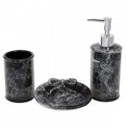 Набор Flora керамический для ванной комнаты 3 предмета черный мрамор 32502