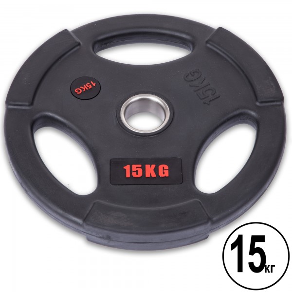 Млинці (диски) гумові LIFE FITNESS SC-80154B-15 51мм 15кг Чорний