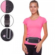 Спортивний органайзер з кишенями сумка на пояс для бігу SP-Sport 10500A сіра з рожевим