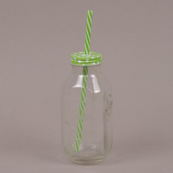 Бутылка стеклянная с трубкой зеленая Flora 0,47 л. 35061