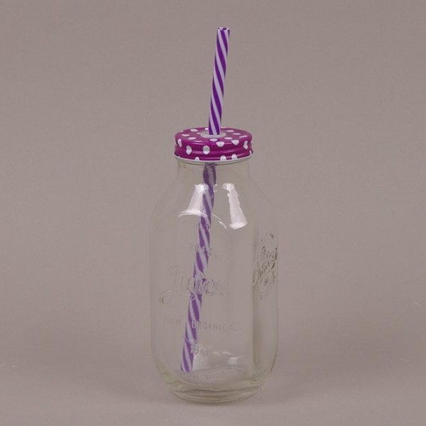 Бутылка стеклянная с трубкой бордовая Flora 0,47 л. 35060