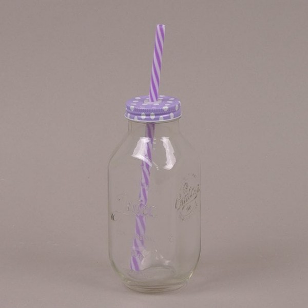Бутылка стеклянная с трубкой фиолетовая Flora 0,47 л. 35063