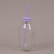 Пляшка скляна із трубкою фіолетова Flora 0,47 л. 35063