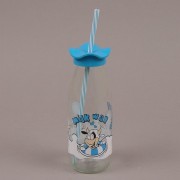 Бутылка стеклянная с трубкой голубая Flora 0,5 л. 35019