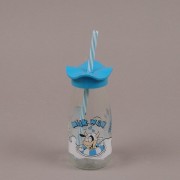 Бутылка стеклянная с трубкой голубая Flora 0,25 л. 35022