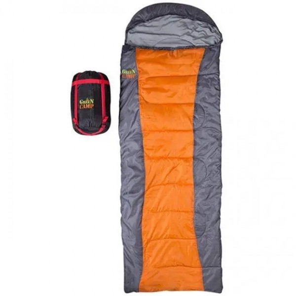 Спальник GreenCamp, одеяло, 450гр/м2, серо-оранжевый
