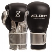 Перчатки боксерские Zelart BO-1384 10-14 унций Черный-серебряный