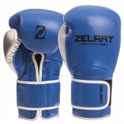Перчатки боксерские Zelart BO-1384 10-14 унций Синий-серебряный
