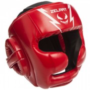 Шлем боксерский c полной защитой ZELART BO-1375 M-XL Красный-белый