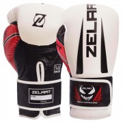 Перчатки боксерские Zelart BO-1323 10-14 унций Белый-черный-красный