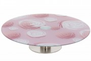 Блюдо вращающееся Bonadi на ножке для сервировки стола Розовая нежность, 30см (594-249)