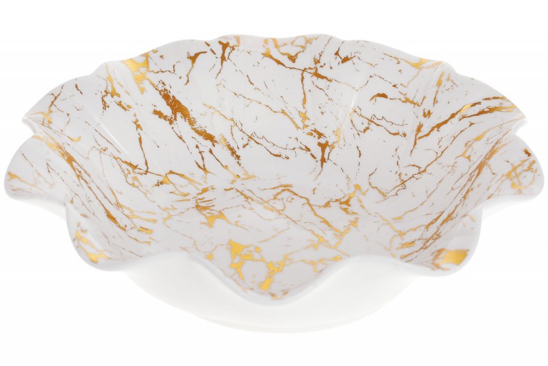 Салатник фарфоровый Bomadi Волан, 1.7л, белый с золотом (988-290)