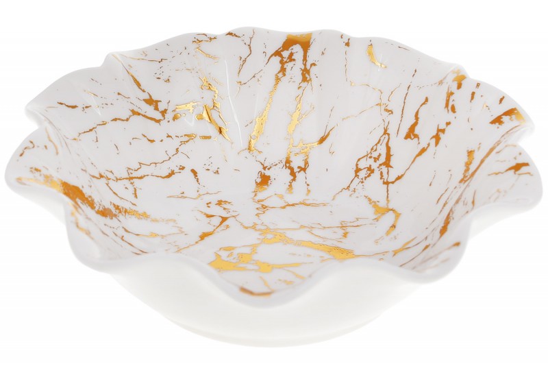 Салатник фарфоровый Bonadi Волан, 20см, цвет - белый с золотом (988-288)