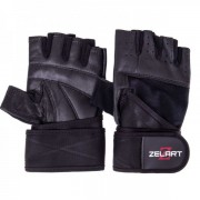 Перчатки для тяжелой атлетики кожаные Zelart SB-161094 M черный