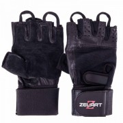 Перчатки для тяжелой атлетики кожаные Zelart SB-161085 S черный