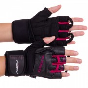 Перчатки для тяжелой атлетики Zelart MARATON 161104 L черный-розовый