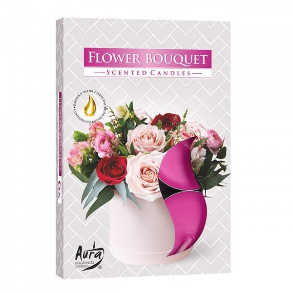 Свеча чайная таблетка ароматическая Flora Букет цветов D-3,9 см. 6 шт. 27540