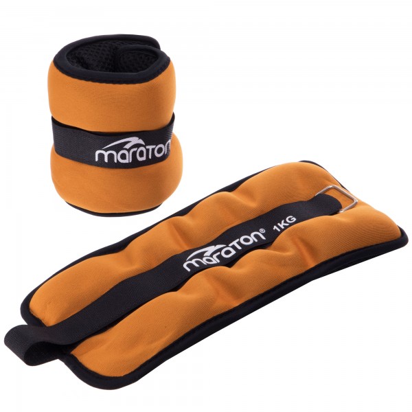 Утяжелители-манжеты для рук и ног Zelart MARATON FI-3123-2 2x1кг оранжевый-серый