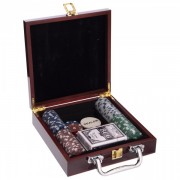 Набор для покера в деревянном кейсе Zelart SP-Sport IG-6641 100 фишек