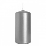 Свеча цилиндр Flora 5х10 см. серебряная 27180