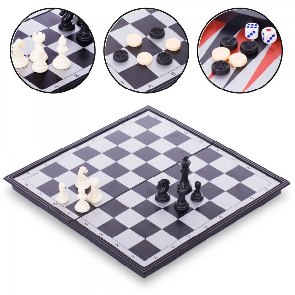 Набор настольных игр 3 в 1 дорожные на магнитах Zelart SP-Sport 9718 шахматы, шашки, нарды