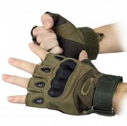 Тактичні рукавички з посиленим протектором і відкритими пальцями Oakley р-р XL Зелений